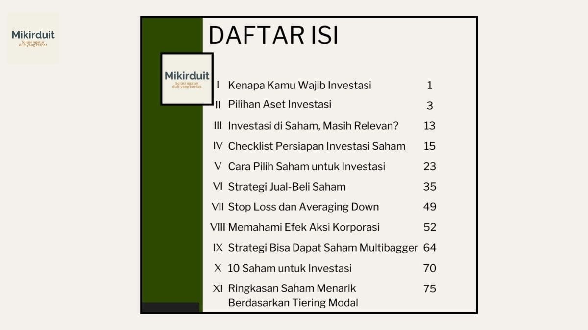 Daftar Isi Saham Pertama